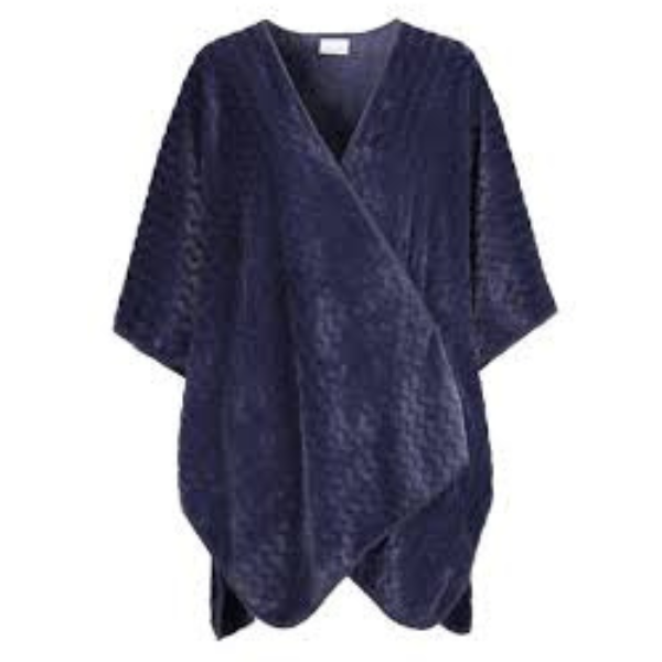 Damella Fleece poncho - Marinblå - One size