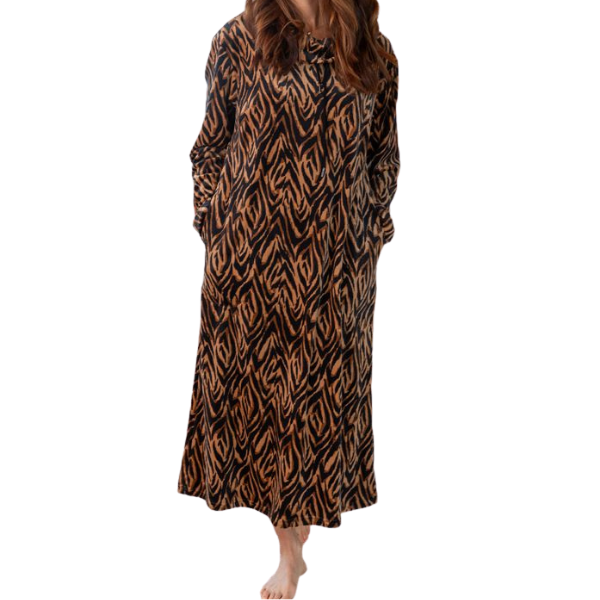 Trofé Lång fleeceklänning - Toffee