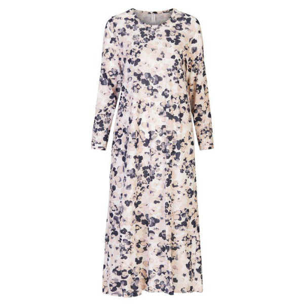 Damella nattlinne lång ärm - Blå mönstrad